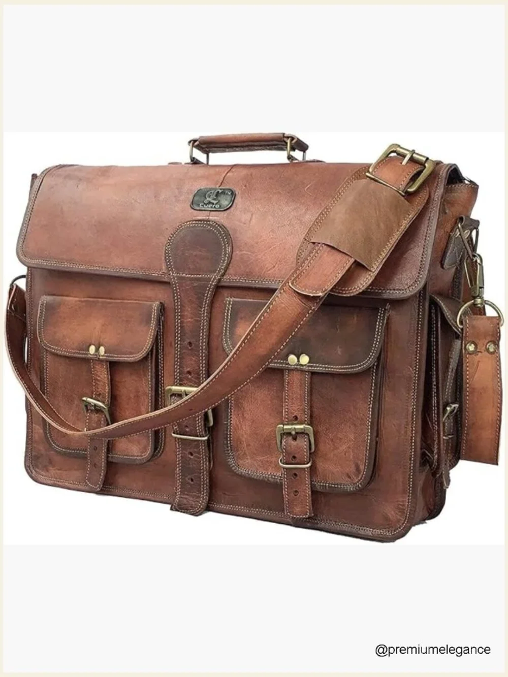 Handmade Full Grain Leather Laptop Messenger Bag, 18 inch Crossbody, Briefcase